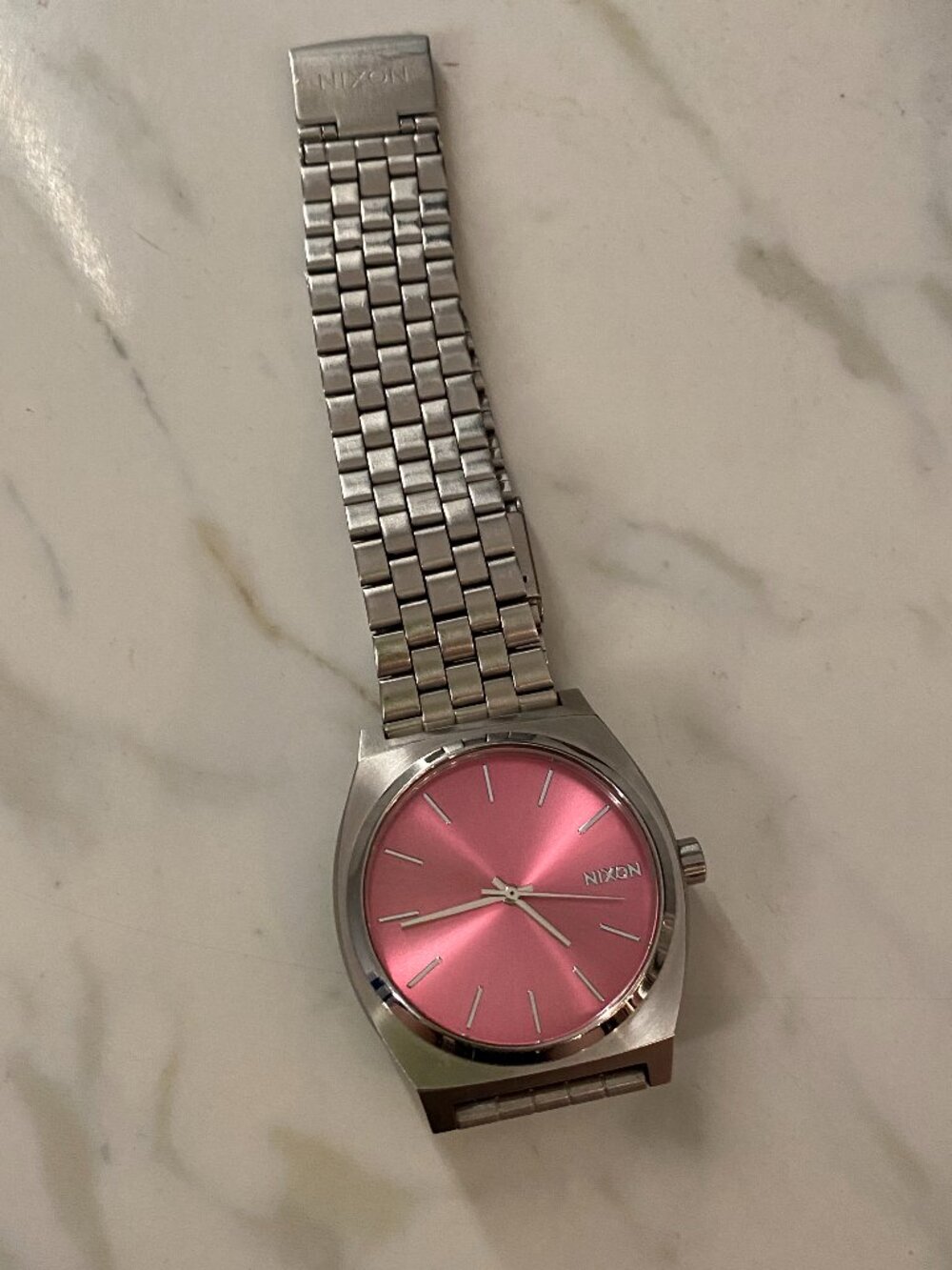 Nixon Time Teller Silver & Pink Analog Watch PREOWNED